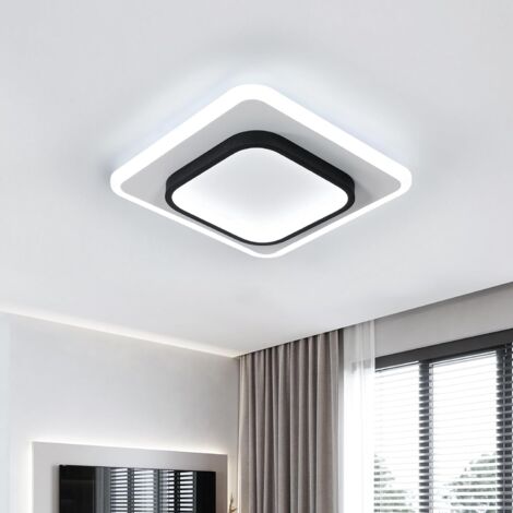 Plafonnier LED Moderne, 30W 3375LM Lampe de Plafond Carré en Acrylique, Noir Luminaire Plafonnier Noir Blanche pour Salon, Chambre, Cuisine, Couloir, Blanche Froide 6500K, 30CM (1/5)