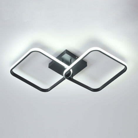 Plafonnier carré Moderne, LED lustres, Lampe de Plafond Acrylique 42W pour Cuisine Salle à Manger Salon Studio Bureau, 6500K Diamètre 59CM (Noir)