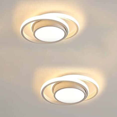 GOECO Plafonnier LED 2 pièces , Rond Lampe de Plafond 32W 2350lm, Longueur 28cm Blanc Chaud 3000K,Moderne Luminaire Plafonnier pour Couloir Coucher Cuisine Salon