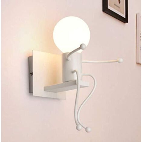 GOECO Applique Murale Robot Blanc Rétro- E27 220V Chambre Cuisine Café