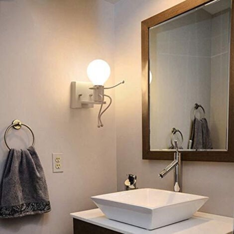 GOECO Applique Murale Robot Blanc Rétro- E27 220V Chambre Cuisine Café
