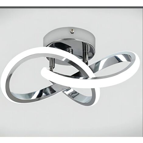 GOECO Plafonnier LED Moderne, Luminaire Plafonnier LED 22W 2475LM Argent Luminaire Plafonnier LED pour Couloir Cuisine Chambre Salle à Manger Balcon, Blanc Froid 6500K, Dia 25cm
