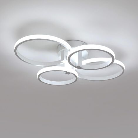 GOECO Plafonnier LED48W 5400Lm Dimmable,4 Anneaux，6500K,Aluminium/Acrylique