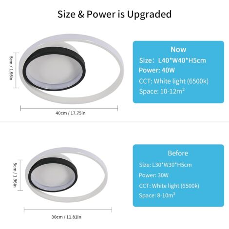 Toolight LED Deckenleuchte – 40W, 4500LM, Quadrat 52cm, Acryl, Kaltweiß 6500K Für Wohnzimmer, Küche & Mehr