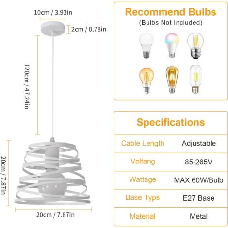 Suspension Luminaire Moderne, Lustre Salon Suspension Luminaire Industrielle Spirale en Cascade Vintage Métal E27 Suspension