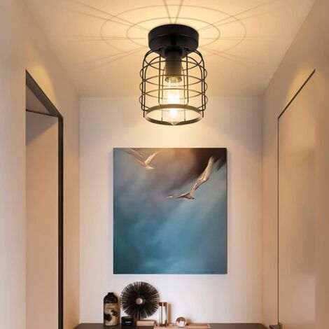 Plafonnier Industriel Vintage en Métal, Lampe de Plafond Moderne Cage, Lustre Suspension Industrielle E27 pour Salon, Chambre, Cuisine, Salle à Manger