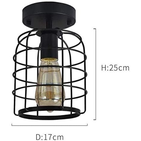 Plafonnier Industriel Vintage en Métal, Lampe de Plafond Moderne Cage, Lustre Suspension Industrielle E27 pour Salon, Chambre, Cuisine, Salle à Manger