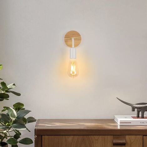 Applique Murale Interieur Industrielle 2 Pcs, Lampe Murale Vintage Bois, E27 Luminaire Applique Interieur pour Chambre Salon Couloir (Ampoules Non Comprises)