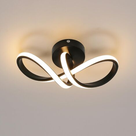 Goeco – Plafonnier LED courbe 20W 2500Lm – Couleur noire – Lumière chaude 3000K – Applique murale moderne pour salon, chambre, cuisine