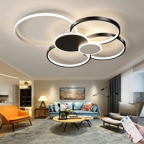 Goeco – Plafonnier LED dimmable moderne cercle 80cm – Température de couleur 3000K-6000K – Fer et acrylique – 71W – Télécommande incluse