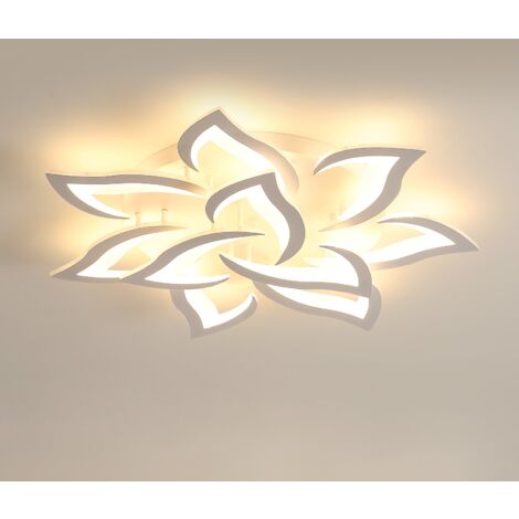 Goeco – Plafonnier LED dimmable 84W 9450LM – Design en acrylique pétales – Blanc chaud 3000K – Pour salon, chambre, cuisine – Dimensions 85x85x12cm