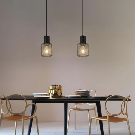 Lampe Suspension Industrielle, Luminaire Plafonnier Vintage E27, Lustre Industriel Réglable fer Double Couche pour Chambre Salle à Manger Cuisine Salon Bar