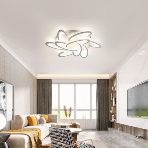 Lustre LED Moderne Pour Plafond Haut - 9 Lumières, Télécommande, Intensité Variable, Suspension Réglable