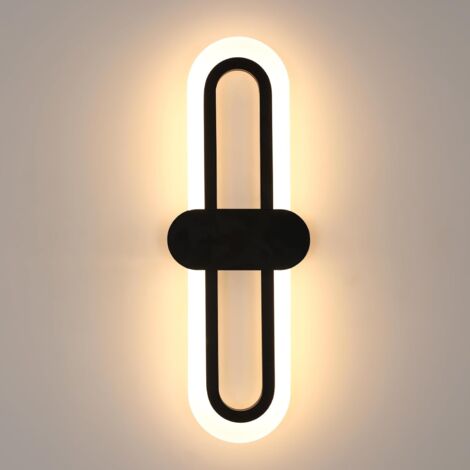 Applique Murale Intérieure, 18W 2000LM Applique LED Moderne 3000K Lumière Blanc Chaud, Lampe Murale Noir en Acrylique pour Salon, Chambre, Couloir, 40CM