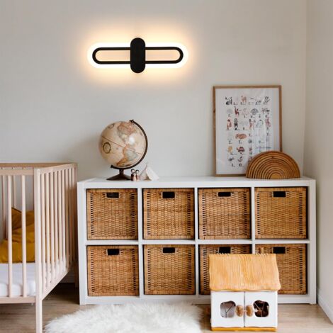 Applique Murale Intérieure, 18W 2000LM Applique LED Moderne 3000K Lumière Blanc Chaud, Lampe Murale Noir en Acrylique pour Salon, Chambre, Couloir, 40CM