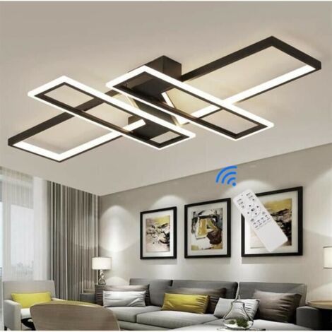 Goeco – Plafonnier LED dimmable moderne 120x80cm – Couleur 3000K-6500K – Aluminium noir avec télécommande – Éclairage 15-35m² - 3000K-6000K