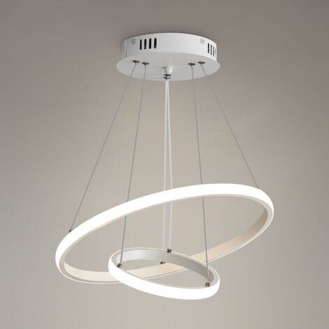 GOECO Lustre Suspendu LED Moderne -22W 2 Anneaux Blanc 4000K,  Diamètre 40cm, Lampe de Plafond éclairage intérieur de la chambre à coucher du salon （Blanc）