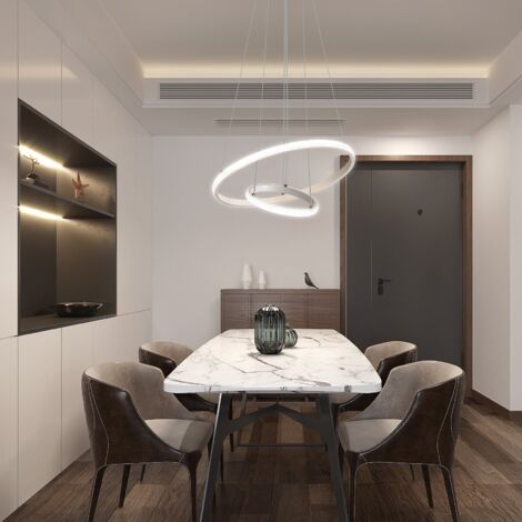 GOECO Lustre Suspendu LED Moderne -22W 2 Anneaux Blanc 4000K,  Diamètre 40cm, Lampe de Plafond éclairage intérieur de la chambre à coucher du salon （Blanc）