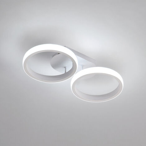 Plafonnier LED, Lampe de Plafond 2 Anneaux 22W 1650LM, Lampe LED Rond Moderne pour Cuisine Salon Couloir Chambre Salle de Bain, Blanc Froid ,6000K