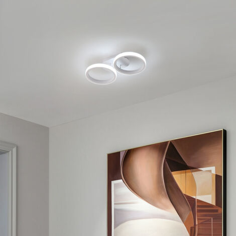 Plafonnier LED, Lampe de Plafond 2 Anneaux 22W 1650LM, Lampe LED Rond Moderne pour Cuisine Salon Couloir Chambre Salle de Bain, Blanc Froid ,6000K