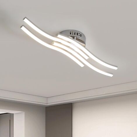 Goeco – Plafonnier LED ondulé 4 lumières 24W – Lumière neutre 4000K – Aluminium et plastique – IP20 pour salon, salle de bain, cuisine