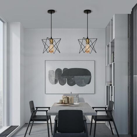 Suspension Luminaire Industriel, Plafonnier Vintage Forme Noir Rétro en M, Lustre Lampe Métal Lustre Industriel pour Salon Salle à Chambre Salle à Manger Salle à Manger Restaurant Bar