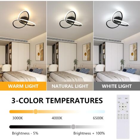 Plafonnier LED Dimmable Moderne, 36W 4050LM Luminaire Plafonnier LED avec Télécommande 3000K-6500K, Plafonnier LED pour Chambre Salon, Nior, 40cm