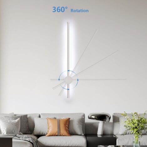 Applique Murale Intérieur, Lampe Murale Moderne 6500K Blanc Froid, Applique Murale Led 360° Rotative pour Chambre Salon Salle à Manger Couloir Escalier 100CM