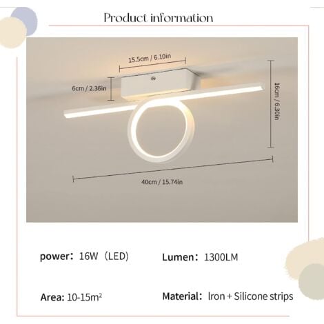Applique Murale LED Moderne Lampe murale Blanc Chaud 3000K Pour chambre à coucher, salon, couloir, entrée