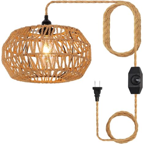 Lustre Suspendu Avec Prise E27 - Câble 4,5 M Réglable - Variateur Intégré - Abat-jour Métal Noir