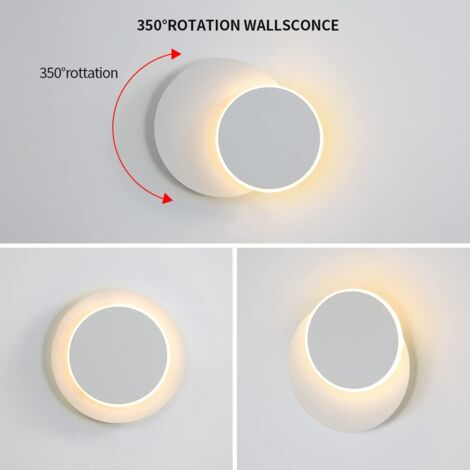 GOECO Applique Murale LED Éclipse Solaire 2-en-1 - Moderne, Blanc, Lumière Chaude 12W