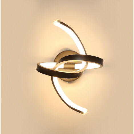 Applique Murale Interieur, 16W Appliques LED Design Courbe, Lampe Murale Moderne en Acryliquel pour Chambre, Salon, Hôtel, Escalier, Allée, Noir Couleur, lumière blanche chaude