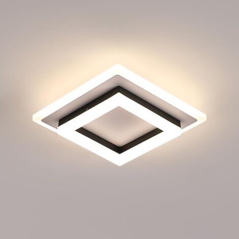 GOECO Plafonnier LED Carré Moderne 24W 2700LM 4500K Lumière Neutre, Lampe en Acrylique Noire pour Chambre Cuisine Couloir Salon Salle de bain (20x20x7cm) (1/5)