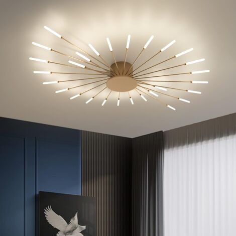 Goeco – Plafonnier LED moderne 28 têtes or – Abat-jour acrylique en forme de fleur – Lumière neutre 4000K – Pour salons et chambres d'enfants