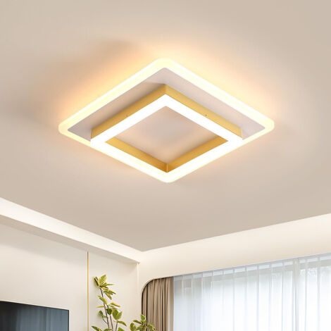 GOECO Plafonnier LED Moderne, 30 W 3600 LM Géométrique Design Luminaire Plafonnier Doré en Acrylique pour Chambre Cuisine Coucher Chambre Couloir, Blanc Chaud 3000K (1/5)