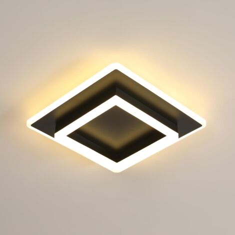 GOECO Plafonnier LED, Lampe de Plafond LED Moderne Carré 30W 3375LM, Lustre LED Plafonnier Noir en Acrylique pour Cuisine Couloir Chambre Salon Salle de Bain, 3000K Lumière Blanc Chaud, 30CM (1/5)