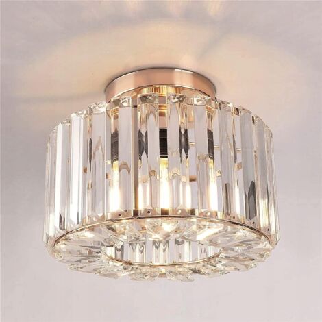 Goeco – Plafonnier long en cristal doré E27 – Design moderne – Dimensions 20x20x19 cm – Pour espaces intérieurs jusqu'à 15 m²
