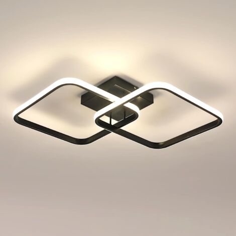 GOECO Plafonnier LED 42W 4725LM, Luminaire Plafonnier Carré Lumière Naturelle 4500K, Moderne Lampe de Plafond Acrylique pour Salon Chambre à Coucher Cuisine Salle de Bain, 64cm, Noir (1/5)