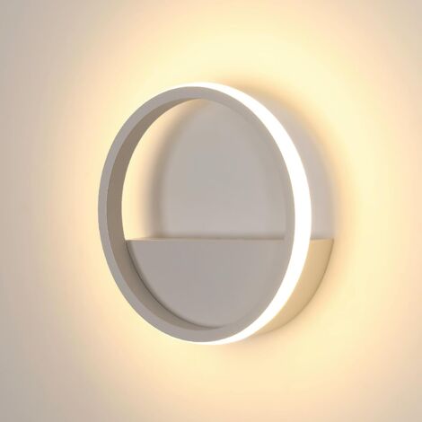 GOECO Applique Murale LED Moderne,12W Ronde LED Lampe Murale Intérieur, Applique Aluminium Blanc, Luminaire Mural LED Blanc Chaud 3000K Pour Chambre, Salon, Couloir, Escalier, Chevet de Lit, Ø20CM (1/5)