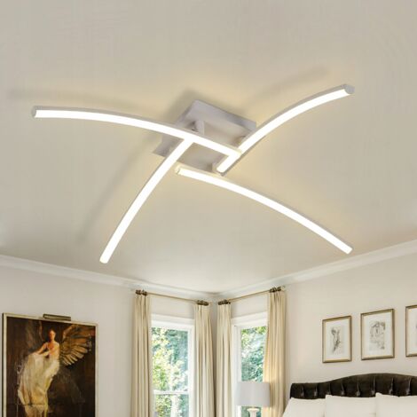 GOECO Plafonnier LED à 4 bandes en aluminium - Blanc - 24W - Lumière neutre 4000K - 220V
