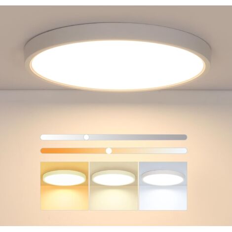 GOECO Plafonnier LED Dimmable Ø30cm, 24W 2160LM Lampe De Plafond, IP44 Plafonnier Salle De Bain LED, 3000K-6500K Plafonnier Rond Ultra Fin Pour Chambre, Salle De Bain, Cuisine, Couloir, Balcon (1/5)