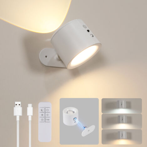 GOECO Applique Murale Interieur, Lampe Murale Touch LED avec Port de Charge USB Contrôle Tactile, 3 Niveaux de Luminosité 3 Températures Rotatifs 360° Lampe de Chevet pour Chambre à Coucher (1/5)