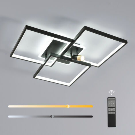 GOECO Plaque LED Moderne, Noir Sablé, 56x56 cm, 39W, Gradation Télécommandée 3000-6500K (Lumière Réglable), Pour Plafond Salon, Bureau, Chambre