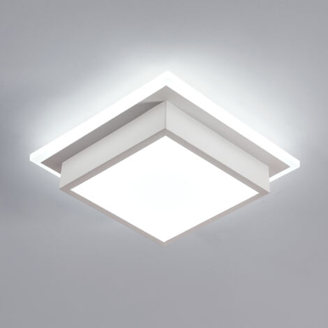 GOECO Plafonnier LED Carré Moderne, 25x25 cm, 20W, Blanc Froid 6500K, Diffuseur en Acrylique Blanc, Pour Plafond Cuisine, Salle de Bain, Couloir