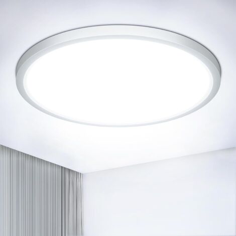 Plafonnier LED Rond 6500K,18W/1800LM/IP44 étanche Ultra Mince Plafonnier Salle de Bain,Modernes Simples Plafonnier LED Sans Fil pour Chambre Salon Couloir Cuisine Bureau