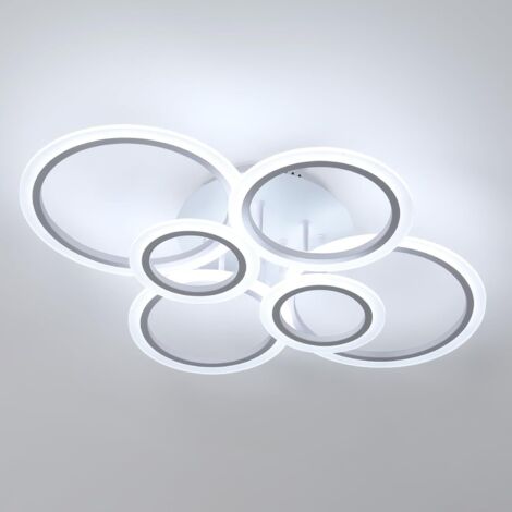 Plafonnier design rond 6 branches en acrylique blanc 103W - Température ...