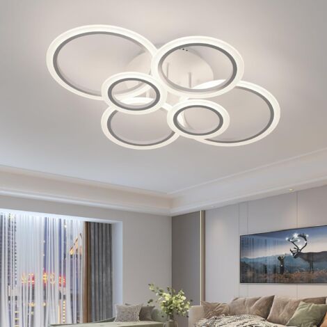 Plafonnier design rond 6 branches en acrylique blanc 103W - Température ...