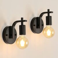 Goeco – Applique murale intérieure 2 pack – Métal noir – Style rétro industriel – Prise E27 – Dimensions 12x14.5x16.5cm – Pour salon, chambre, couloir