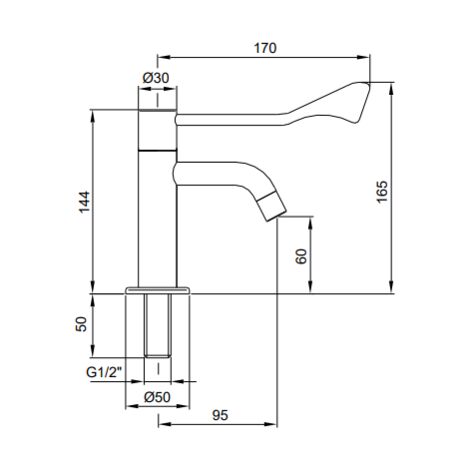 Idral 02150 Minimal-Waschtischarmatur mit klinischem Hebel Verchromt - Messing (1/2)