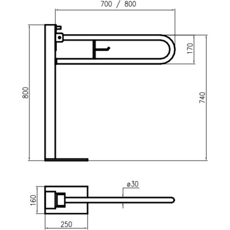 Klappbarer Stützbalken auf lackierter Säule EASY Serie Idral 12006V-80  Weiß